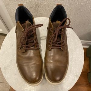 Sonoma Mens Ankle Boots. Brown with Navy Blue Lining. Good Condition. Size 12.